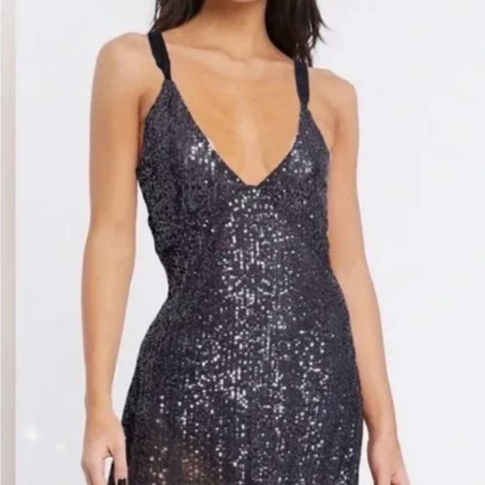 Black Free People Gold Rush Dress